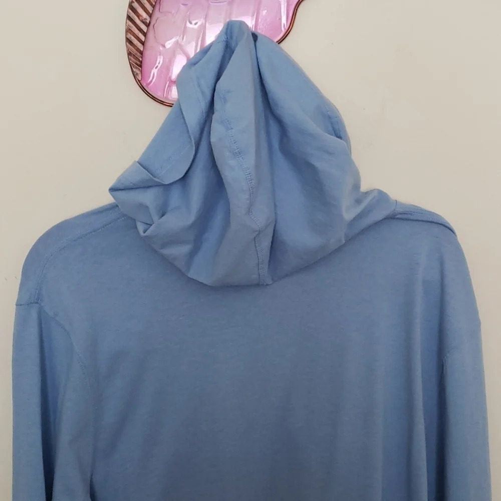 Unisex Hooded Light Blue Long Sleeve Top - Picture 9 of 13